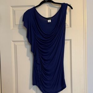 VENUS Royal Blue Draped Blouse